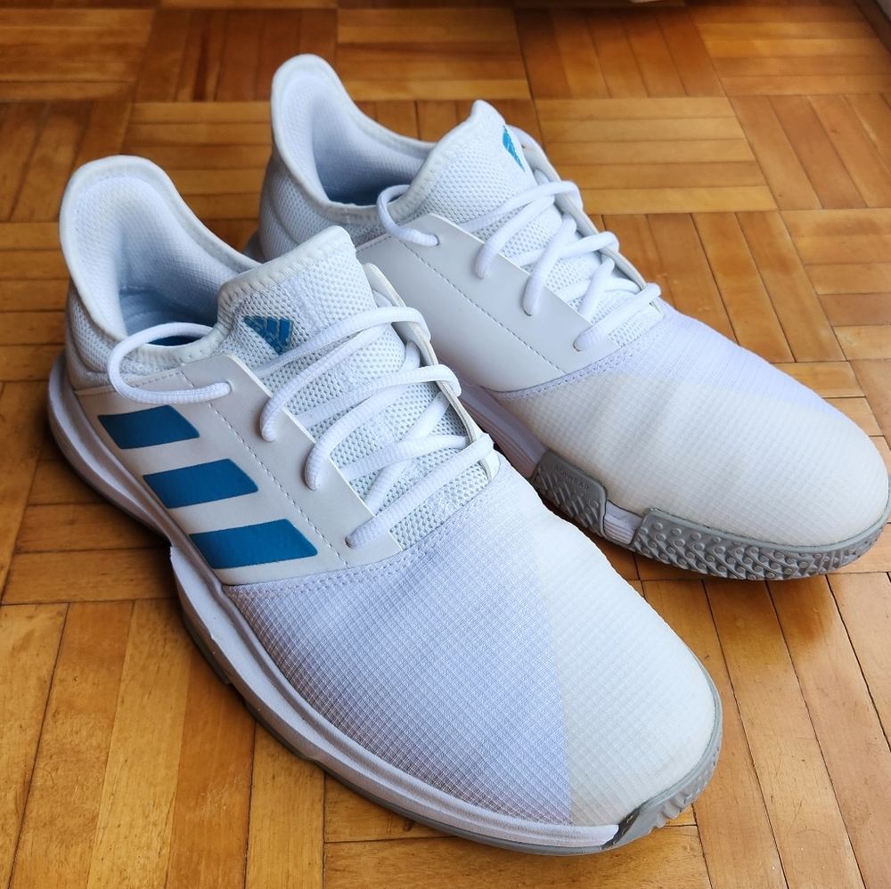 Adidas Men's White and Blue Tennis Picleball Shoes Size 9.5